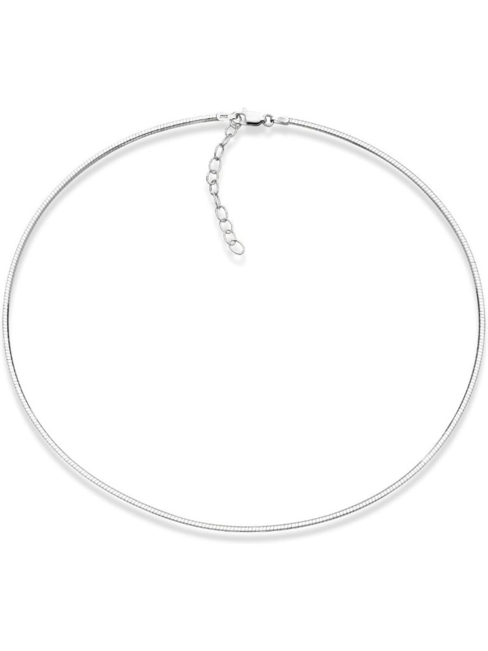 Sterling Silver Dome Omega Necklace for Women, Adjustable 16-18" with Extender